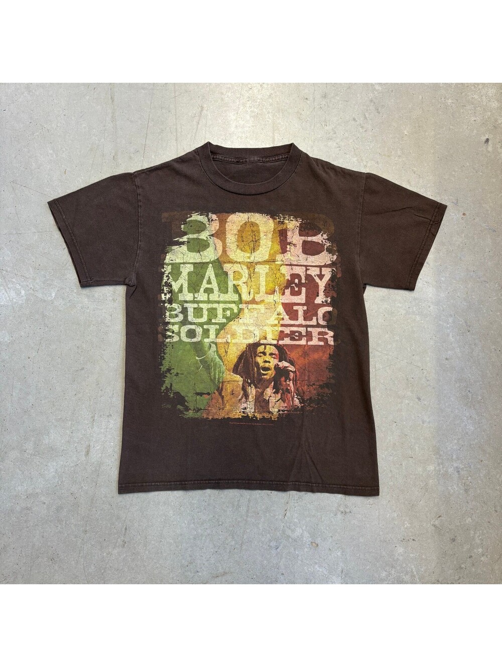 Vintage 2000s Bob Marley Buffalo Soldier Graphic T-Shirt Medium Brown